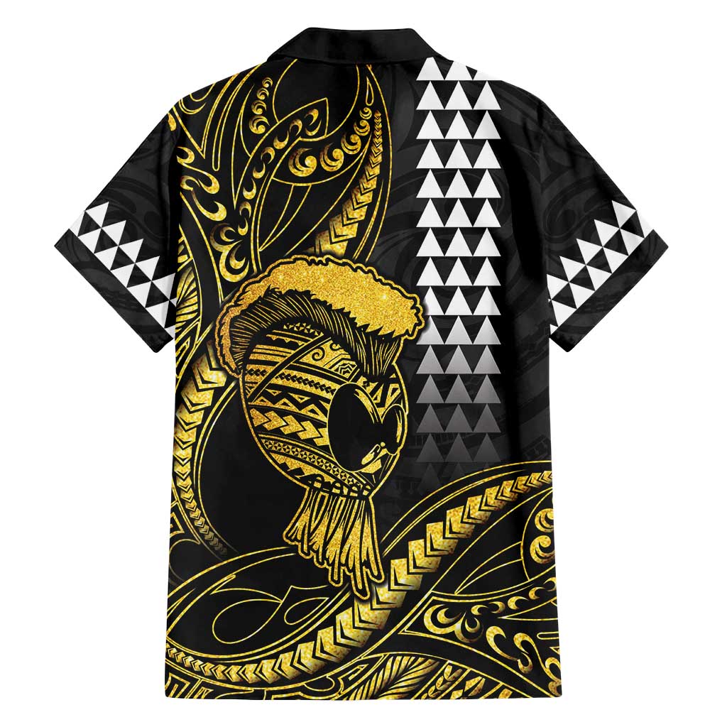 Hawaii Ikaika Warrior Helmet Family Matching Summer Maxi Dress and Hawaiian Shirt Gold Style LT05 - Polynesian Pride