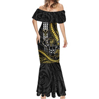 Hawaii Ikaika Warrior Helmet Mermaid Dress Gold Style LT05 - Polynesian Pride