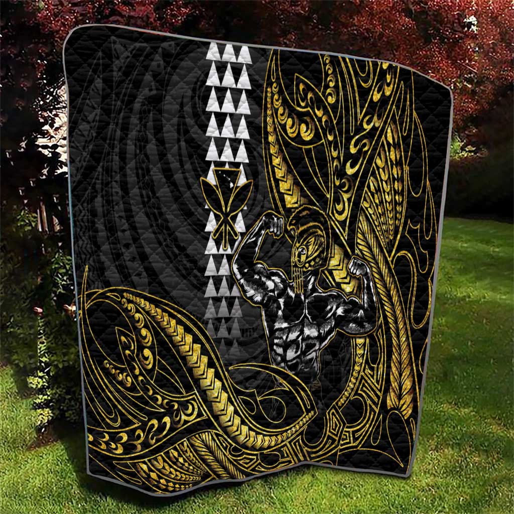 Hawaii Ikaika Warrior Helmet Quilt Gold Style