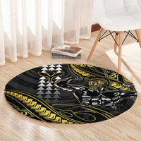 Hawaii Ikaika Warrior Helmet Round Carpet Gold Style LT05 - Polynesian Pride