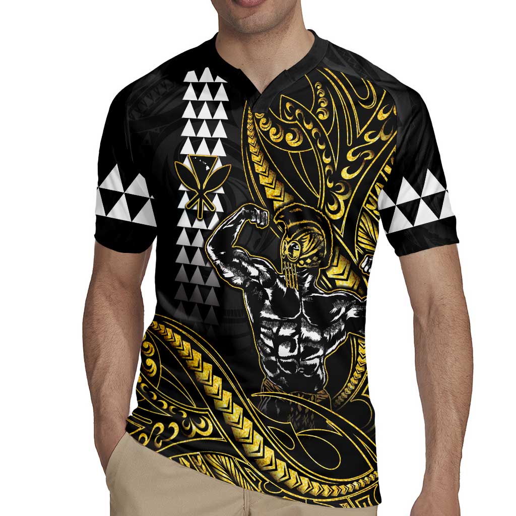 Hawaii Ikaika Warrior Helmet Rugby Jersey Gold Style LT05 - Polynesian Pride