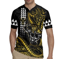 Hawaii Ikaika Warrior Helmet Rugby Jersey Gold Style LT05 - Polynesian Pride