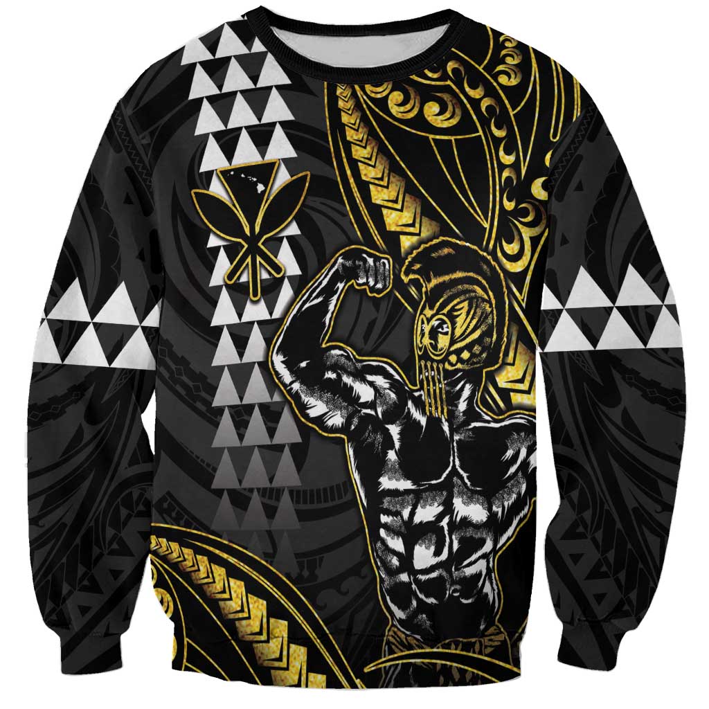 Hawaii Ikaika Warrior Helmet Sweatshirt Gold Style LT05 Unisex Gold - Polynesian Pride
