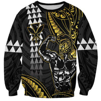 Hawaii Ikaika Warrior Helmet Sweatshirt Gold Style LT05 Unisex Gold - Polynesian Pride
