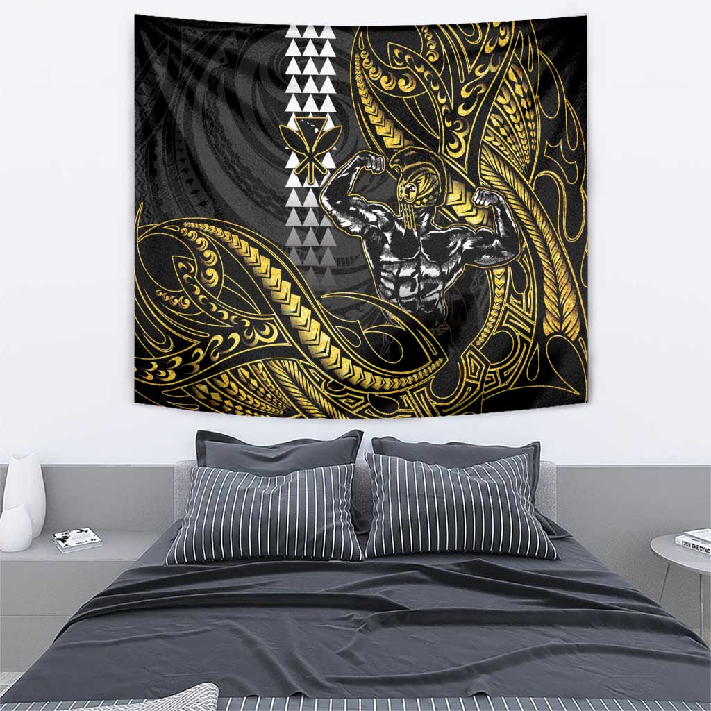 Hawaii Ikaika Warrior Helmet Tapestry Gold Style LT05 - Polynesian Pride