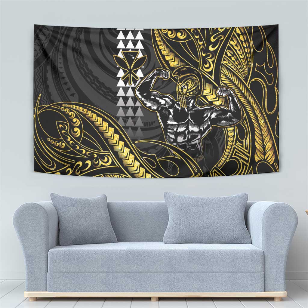 Hawaii Ikaika Warrior Helmet Tapestry Gold Style LT05 - Polynesian Pride