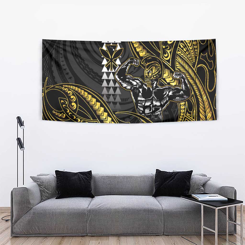 Hawaii Ikaika Warrior Helmet Tapestry Gold Style LT05 - Polynesian Pride