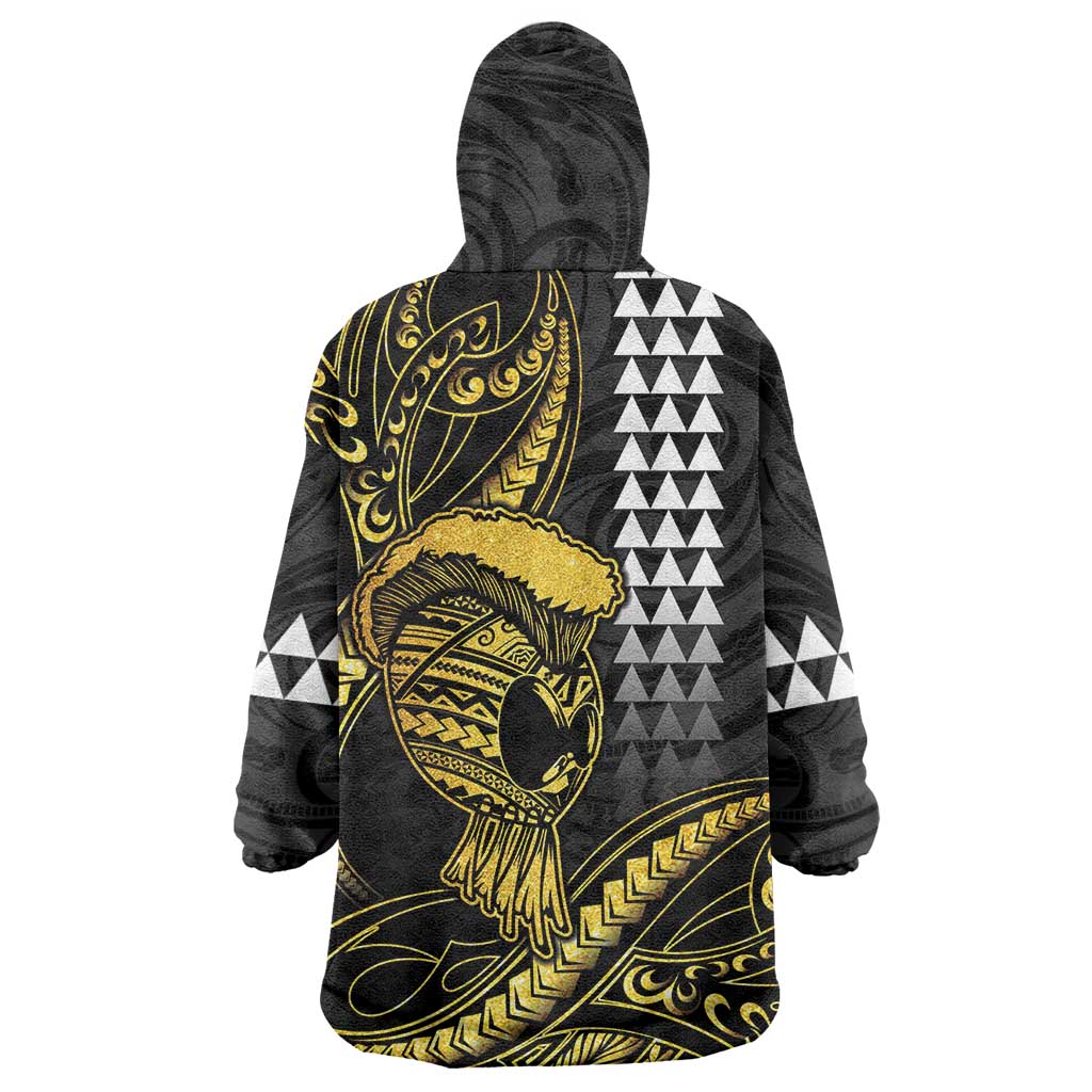 Hawaii Ikaika Warrior Helmet Wearable Blanket Hoodie Gold Style LT05 - Polynesian Pride