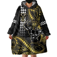 Hawaii Ikaika Warrior Helmet Wearable Blanket Hoodie Gold Style LT05 - Polynesian Pride