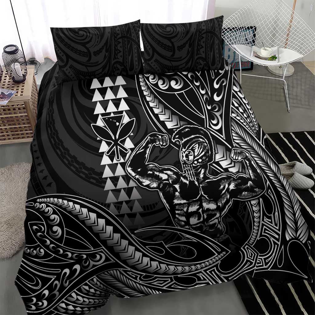 Hawaii Ikaika Warrior Helmet Bedding Set Black Tribal Tattoo