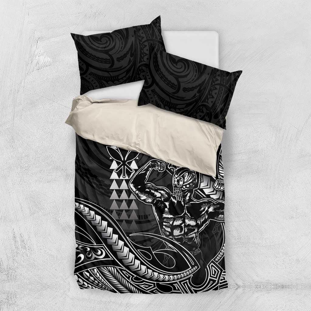 Hawaii Ikaika Warrior Helmet Bedding Set Black Tribal Tattoo