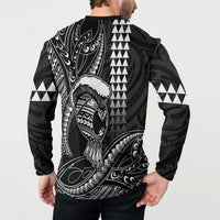 Hawaii Ikaika Warrior Helmet Button Sweatshirt Black Tribal Tattoo LT05 - Polynesian Pride