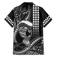 Hawaii Ikaika Warrior Helmet Family Matching Long Sleeve Bodycon Dress and Hawaiian Shirt Black Tribal Tattoo LT05 - Polynesian Pride
