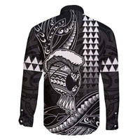 Hawaii Ikaika Warrior Helmet Family Matching Tank Maxi Dress and Hawaiian Shirt Black Tribal Tattoo LT05 - Polynesian Pride