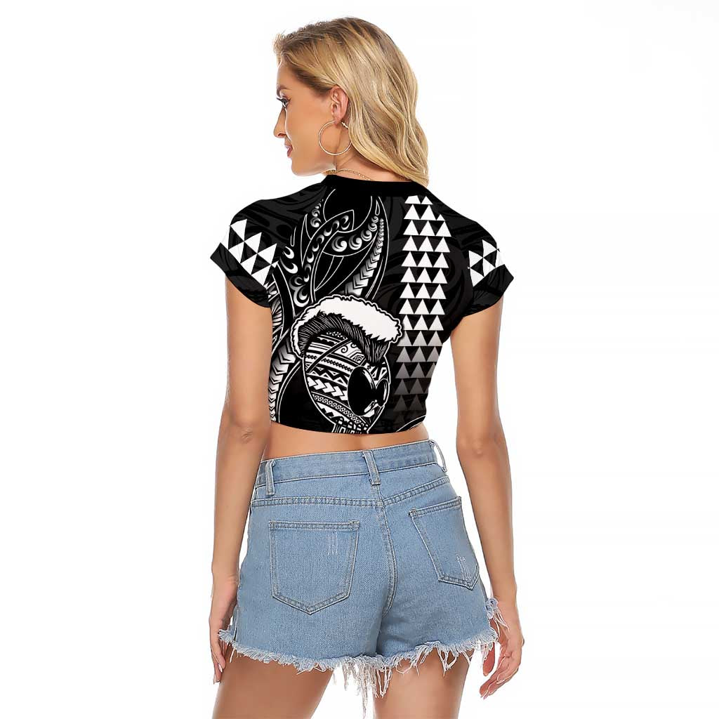 Hawaii Ikaika Warrior Helmet Raglan Cropped T Shirt Black Tribal Tattoo LT05 - Polynesian Pride
