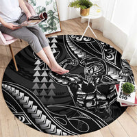 Hawaii Ikaika Warrior Helmet Round Carpet Black Tribal Tattoo LT05 - Polynesian Pride