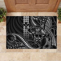 Hawaii Ikaika Warrior Helmet Rubber Doormat Black Tribal Tattoo LT05 Black - Polynesian Pride