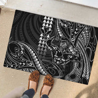 Hawaii Ikaika Warrior Helmet Rubber Doormat Black Tribal Tattoo LT05 - Polynesian Pride
