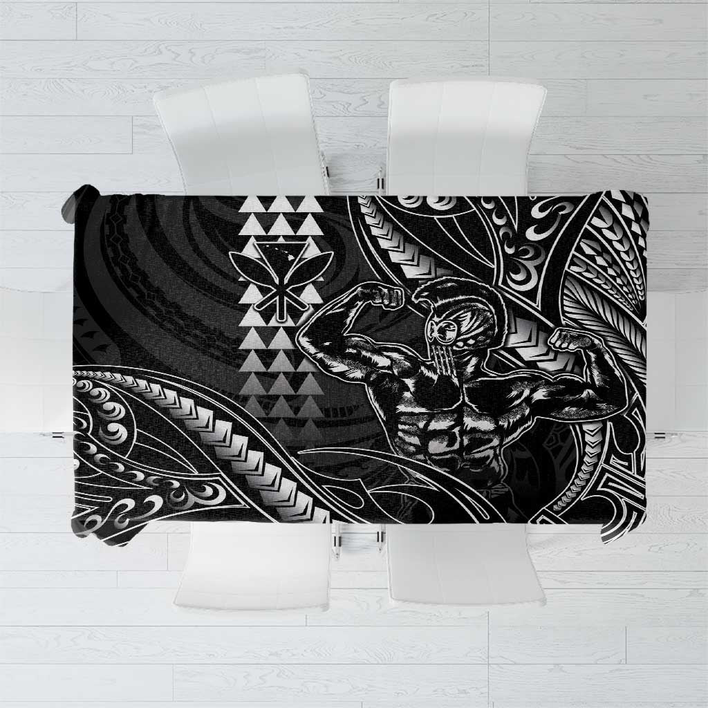 Hawaii Ikaika Warrior Helmet Tablecloth Black Tribal Tattoo LT05 Black - Polynesian Pride