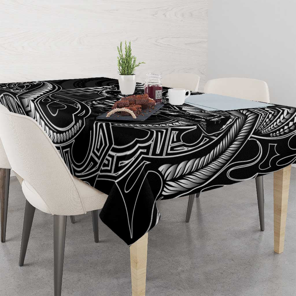 Hawaii Ikaika Warrior Helmet Tablecloth Black Tribal Tattoo LT05 - Polynesian Pride