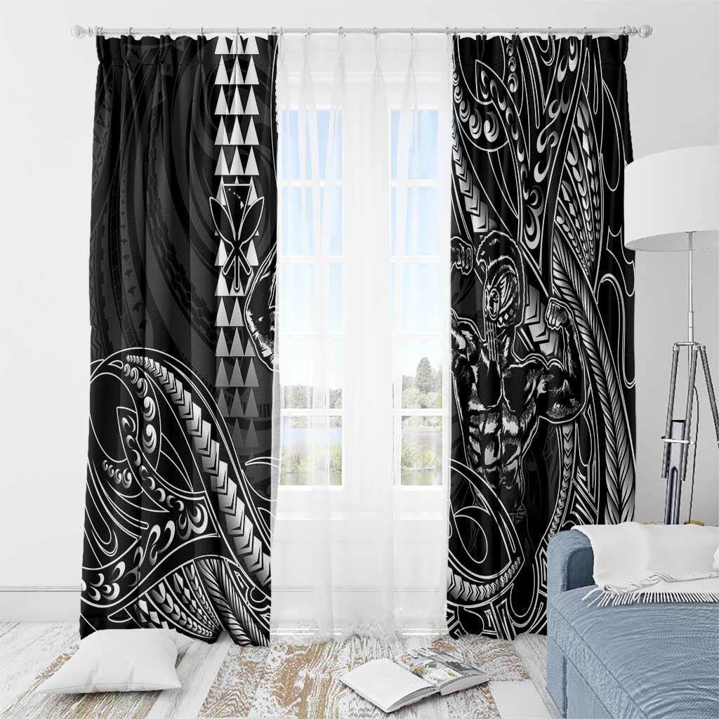 Hawaii Ikaika Warrior Helmet Window Curtain Black Tribal Tattoo LT05 - Polynesian Pride