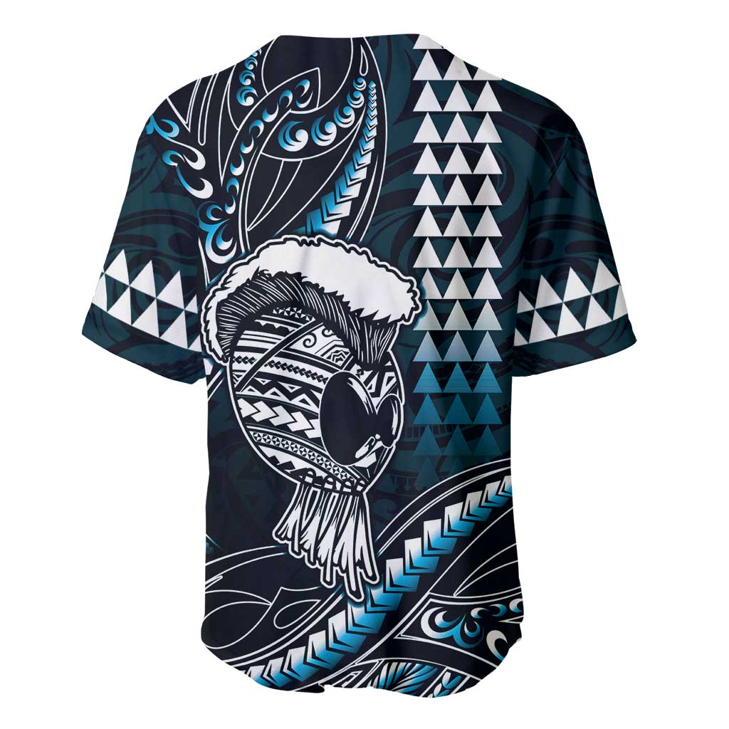 Hawaii Ikaika Warrior Helmet Baseball Jersey Blue Tribal Tattoo LT05 - Polynesian Pride