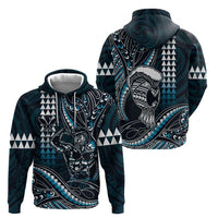 Hawaii Ikaika Warrior Helmet Hoodie Blue Tribal Tattoo