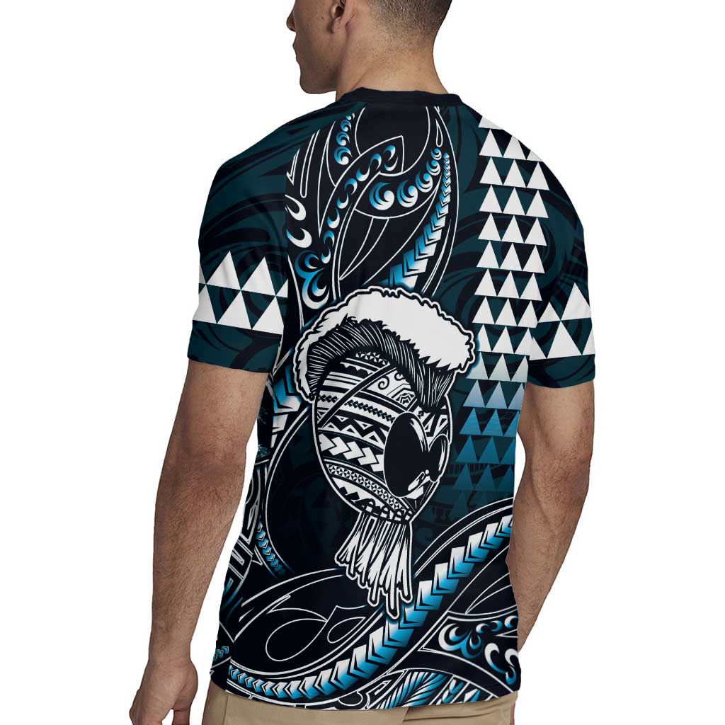 Hawaii Ikaika Warrior Helmet Rugby Jersey Blue Tribal Tattoo LT05 - Polynesian Pride