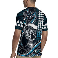 Hawaii Ikaika Warrior Helmet Rugby Jersey Blue Tribal Tattoo LT05 - Polynesian Pride