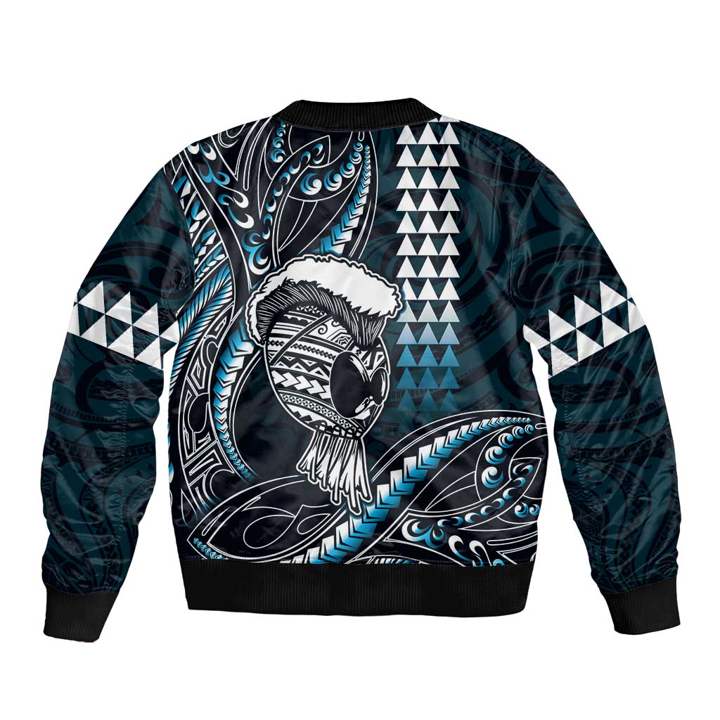 Hawaii Ikaika Warrior Helmet Sleeve Zip Bomber Jacket Blue Tribal Tattoo LT05 - Polynesian Pride