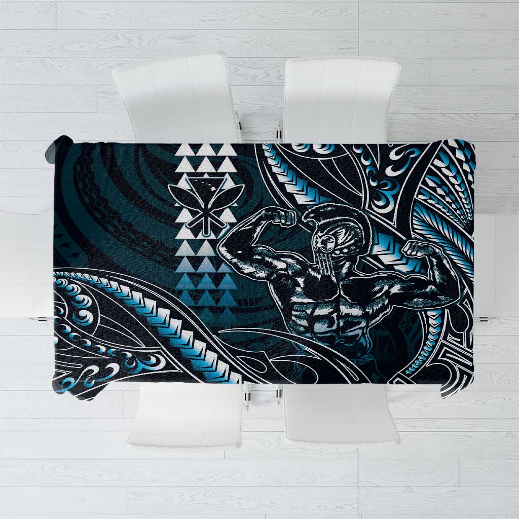 Hawaii Ikaika Warrior Helmet Tablecloth Blue Tribal Tattoo LT05 Blue - Polynesian Pride
