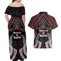 Aotearoa Couples Matching Off Shoulder Maxi Dress and Hawaiian Shirt Proud To Be Maori LT05 - Polynesian Pride