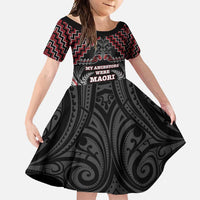 Aotearoa Family Matching Off Shoulder Maxi Dress and Hawaiian Shirt Proud To Be Maori LT05 Daughter's Dress Red - Polynesian Pride