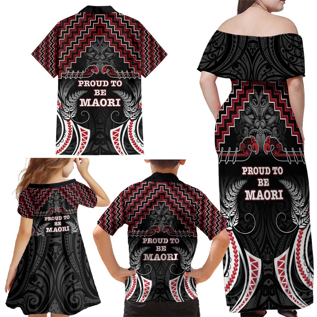 Aotearoa Family Matching Off Shoulder Maxi Dress and Hawaiian Shirt Proud To Be Maori LT05 - Polynesian Pride