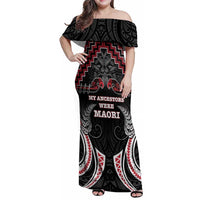 Aotearoa Family Matching Off Shoulder Maxi Dress and Hawaiian Shirt Proud To Be Maori LT05 Mom's Dress Red - Polynesian Pride