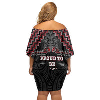 Aotearoa Family Matching Off Shoulder Short Dress and Hawaiian Shirt Proud To Be Maori