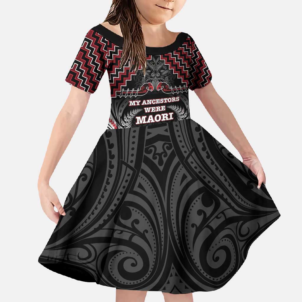Aotearoa Family Matching Short Sleeve Bodycon Dress and Hawaiian Shirt Proud To Be Maori LT05 Daughter's Dress Red - Polynesian Pride