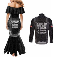 Aotearoa Toitu Te Tiriti Couples Matching Mermaid Dress and Long Sleeve Button Shirt No Kiwi Without Iwi LT05 - Polynesian Pride