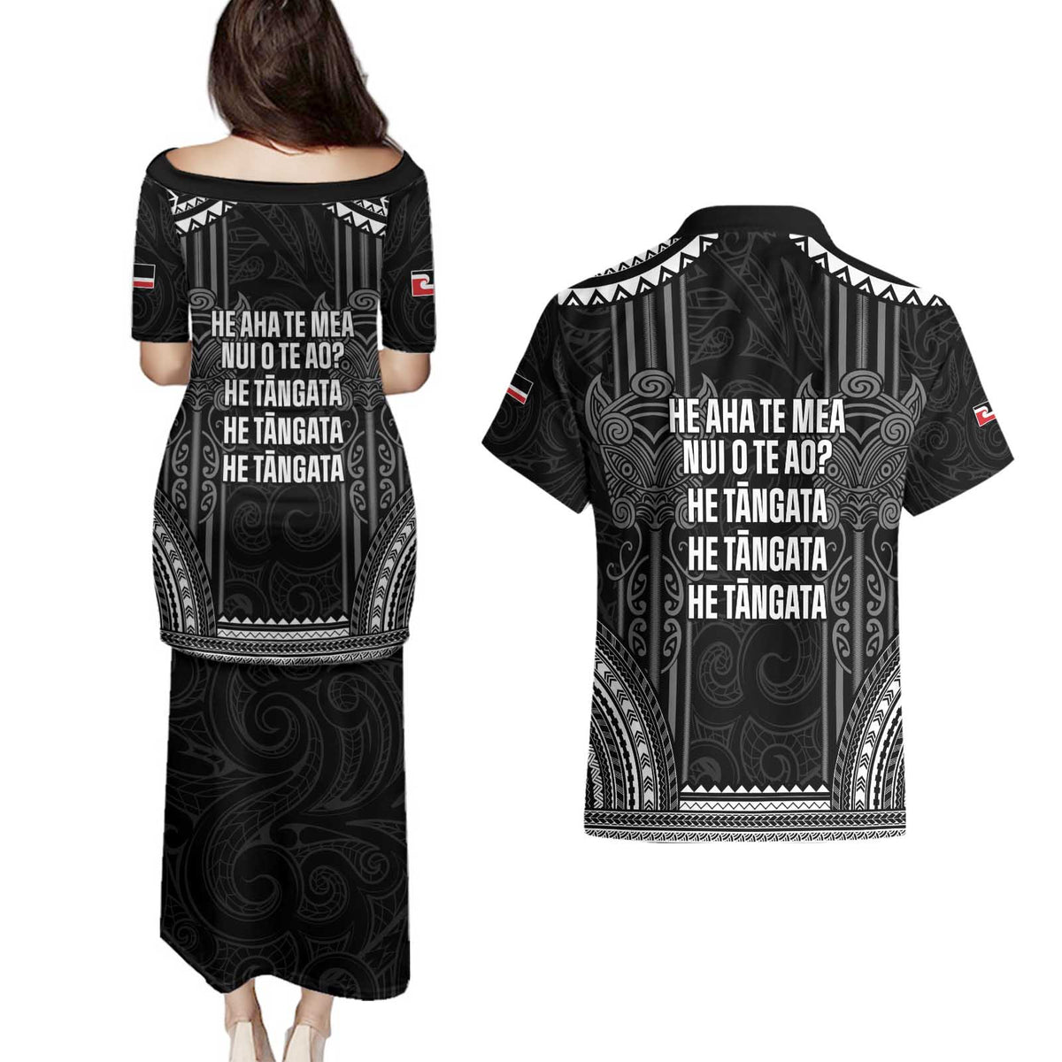 Aotearoa Toitu Te Tiriti Couples Matching Puletasi and Hawaiian Shirt No Kiwi Without Iwi LT05 - Polynesian Pride