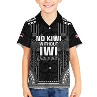 Aotearoa Toitu Te Tiriti Family Matching Long Sleeve Bodycon Dress and Hawaiian Shirt No Kiwi Without Iwi LT05 Son's Shirt Black - Polynesian Pride