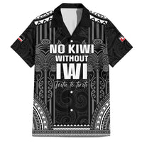 Aotearoa Toitu Te Tiriti Family Matching Off Shoulder Maxi Dress and Hawaiian Shirt No Kiwi Without Iwi LT05 Dad's Shirt - Short Sleeve Black - Polynesian Pride