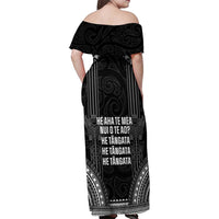 Aotearoa Toitu Te Tiriti Family Matching Off Shoulder Maxi Dress and Hawaiian Shirt No Kiwi Without Iwi LT05 - Polynesian Pride