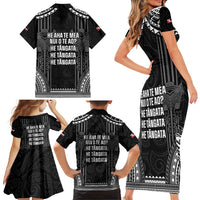 Aotearoa Toitu Te Tiriti Family Matching Short Sleeve Bodycon Dress and Hawaiian Shirt No Kiwi Without Iwi LT05 - Polynesian Pride