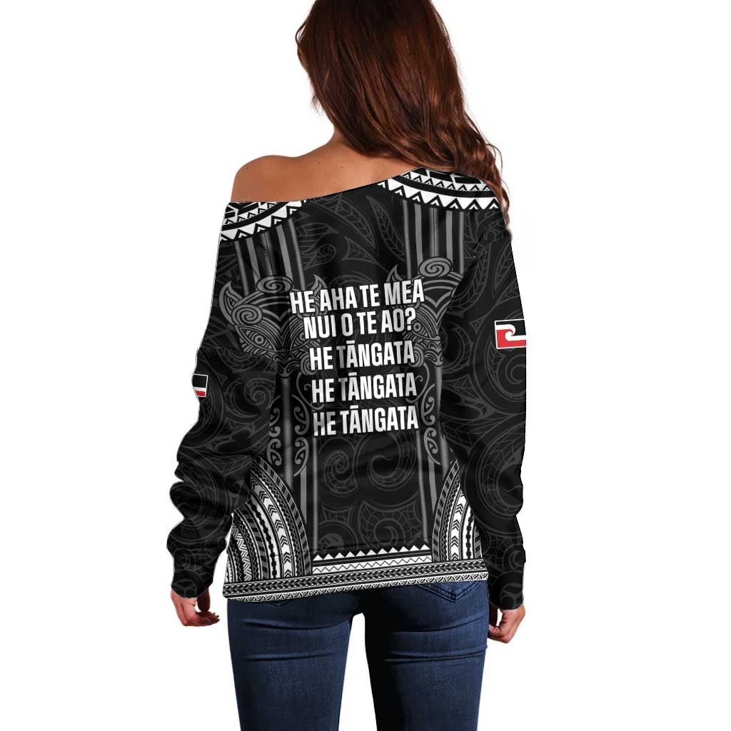 Aotearoa Toitu Te Tiriti Off Shoulder Sweater No Kiwi Without Iwi