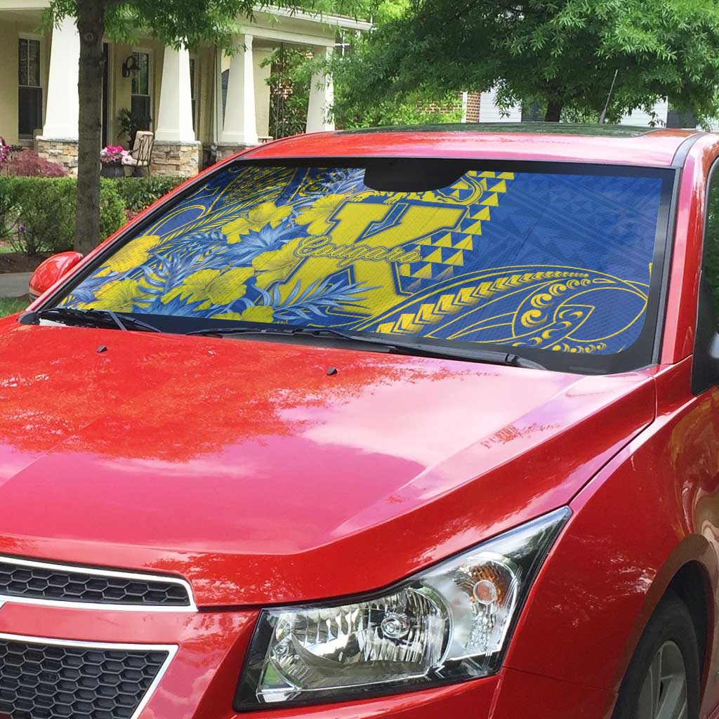 Hawaii Kaiser High School Auto Sun Shade Tribal Tattoo With Hibiscus Flowers LT05 - Polynesian Pride