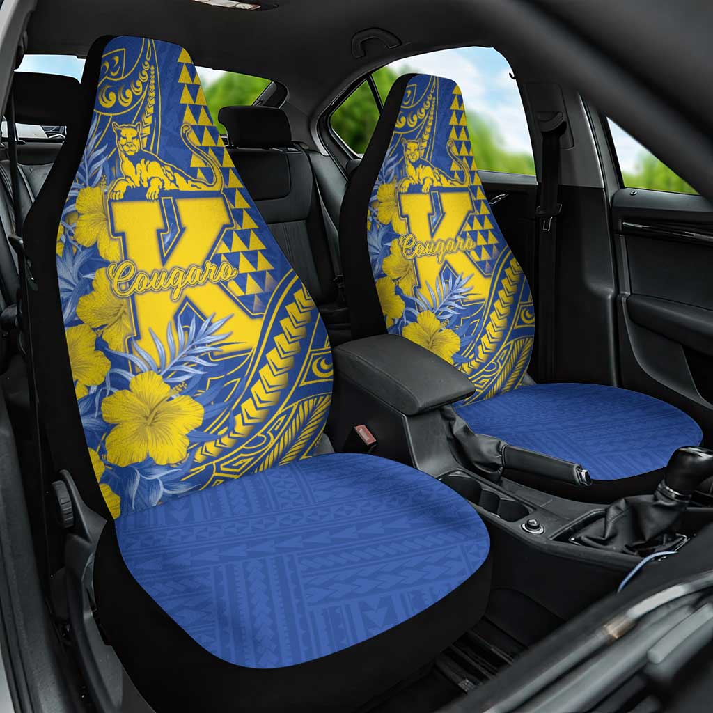 Hawaii Kaiser High School Car Seat Cover Tribal Tattoo With Hibiscus Flowers LT05 One Size Blue - Polynesian Pride