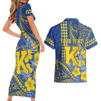 Personalised Hawaii Kaiser High School Couples Matching Short Sleeve Bodycon Dress and Hawaiian Shirt Tribal Tattoo With Hibiscus Flowers