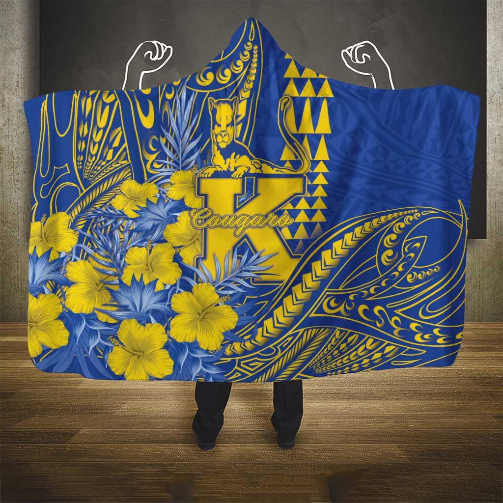 Hawaii Kaiser High School Hooded Blanket Tribal Tattoo With Hibiscus Flowers