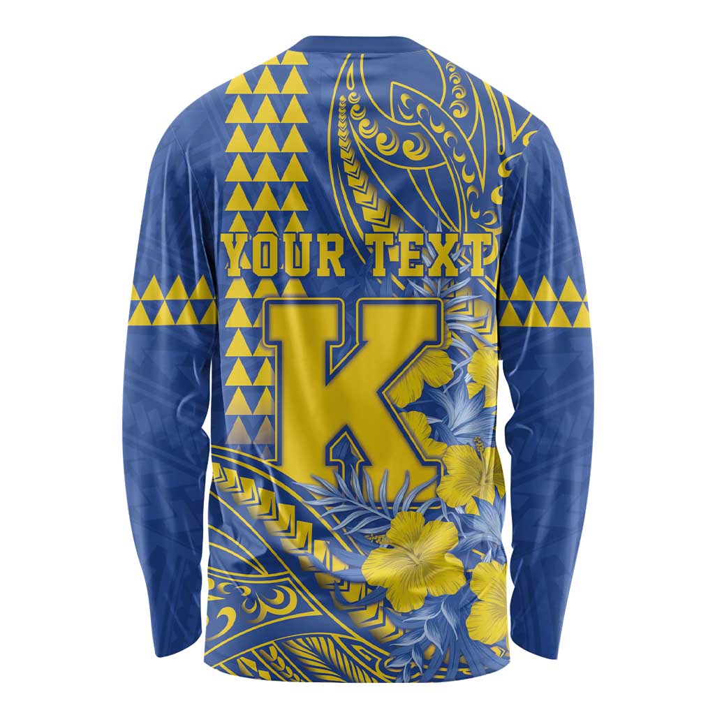Personalised Hawaii Kaiser High School Long Sleeve Shirt Tribal Tattoo With Hibiscus Flowers LT05 - Polynesian Pride