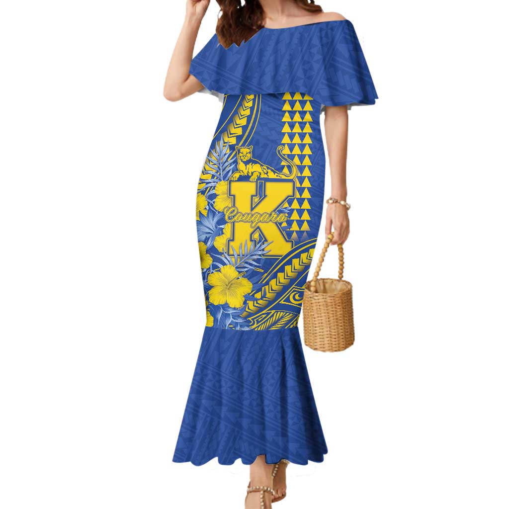 Personalised Hawaii Kaiser High School Mermaid Dress Tribal Tattoo With Hibiscus Flowers